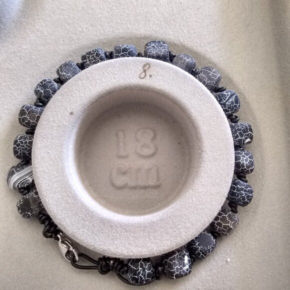 Frosted Black Dragonvein Agate Cubes! Hand Knotted Bracelet fits 7.5-8" Wrist - Picture 6 of 7